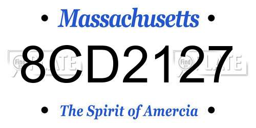 8CD2127 Massachusetts License Plate