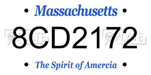 8CD2172 Massachusetts License Plate