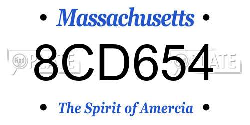8CD654 Massachusetts License Plate