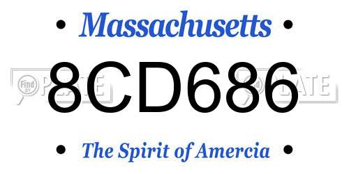 8CD686 Massachusetts License Plate