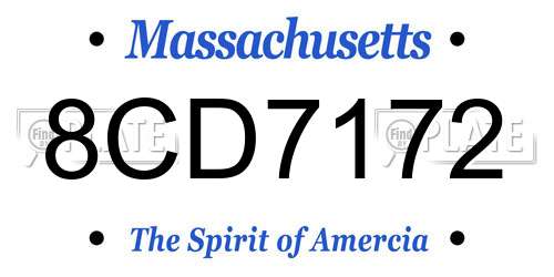 8CD7172 Massachusetts License Plate