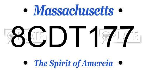 8CDT177 Massachusetts License Plate