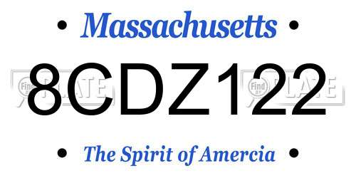8CDZ122 Massachusetts License Plate