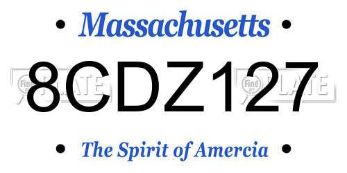 8CDZ127 Massachusetts License Plate