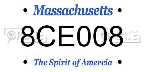 8CE008 Massachusetts License Plate