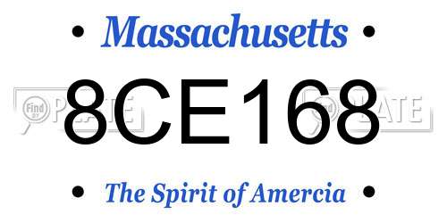 8CE168 Massachusetts License Plate
