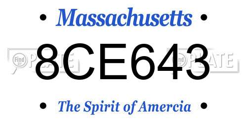 8CE643 Massachusetts License Plate
