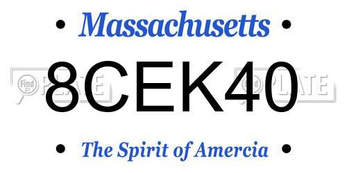 8CEK40 Massachusetts License Plate