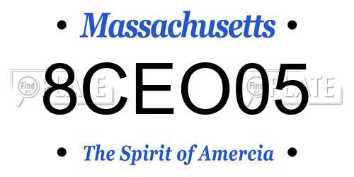 8CEO05 Massachusetts License Plate
