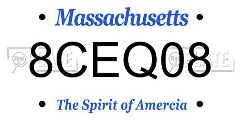 8CEQ08 Massachusetts License Plate