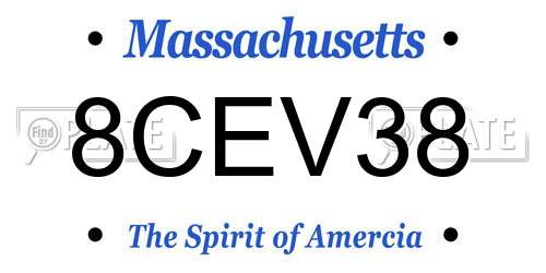 8CEV38 Massachusetts License Plate