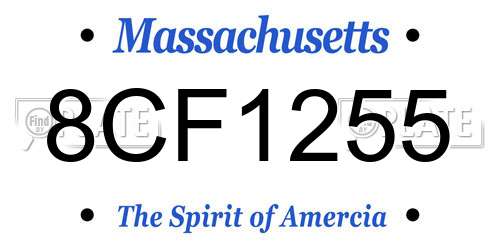 8CF1255 Massachusetts License Plate