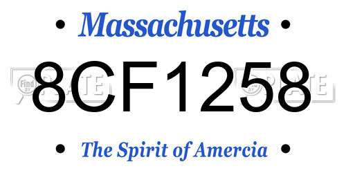 8CF1258 Massachusetts License Plate