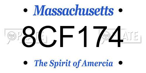 8CF174 Massachusetts License Plate