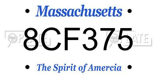 8CF375 Massachusetts License Plate