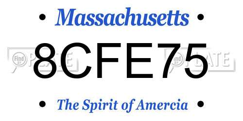 8CFE75 Massachusetts License Plate