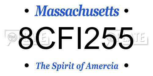 8CFI255 Massachusetts License Plate