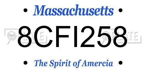 8CFI258 Massachusetts License Plate
