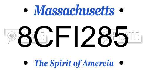 8CFI285 Massachusetts License Plate