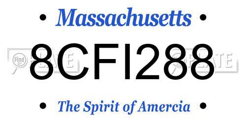 8CFI288 Massachusetts License Plate