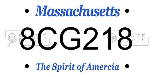 8CG218 Massachusetts License Plate