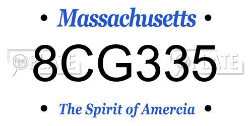 8CG335 Massachusetts License Plate