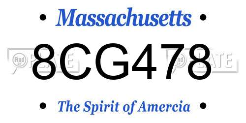 8CG478 Massachusetts License Plate