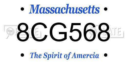 8CG568 Massachusetts License Plate