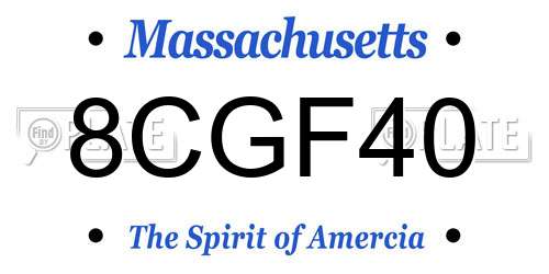 8CGF40 Massachusetts License Plate