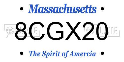 8CGX20 Massachusetts License Plate