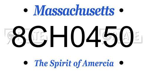8CH0450 Massachusetts License Plate