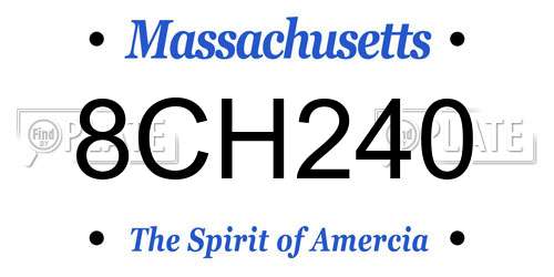 8CH240 Massachusetts License Plate