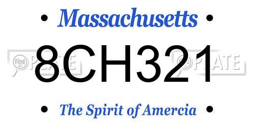 8CH321 Massachusetts License Plate