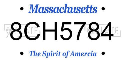 8CH5784 Massachusetts License Plate