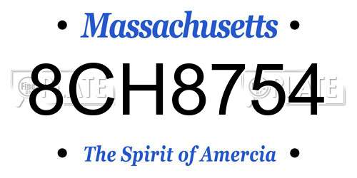 8CH8754 Massachusetts License Plate
