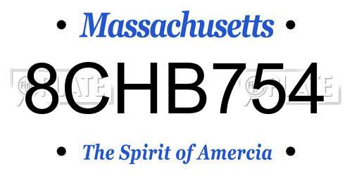 8CHB754 Massachusetts License Plate