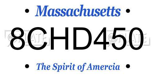 8CHD450 Massachusetts License Plate