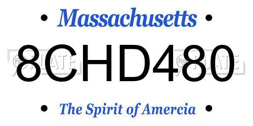 8CHD480 Massachusetts License Plate