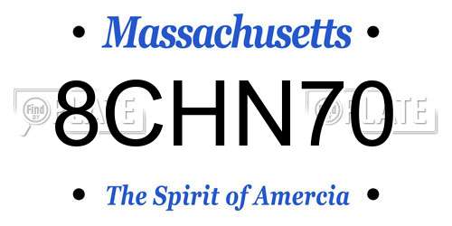 8CHN70 Massachusetts License Plate