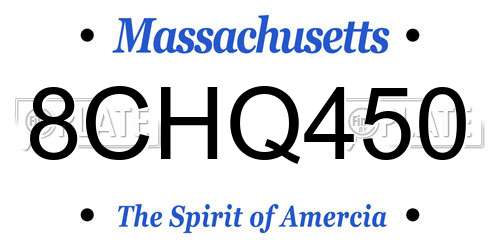 8CHQ450 Massachusetts License Plate