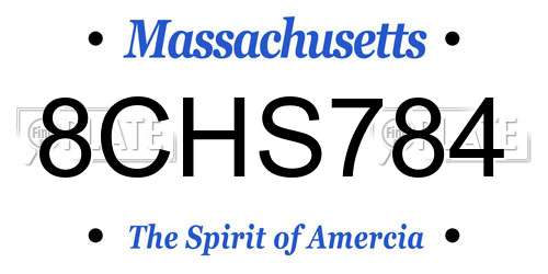 8CHS784 Massachusetts License Plate