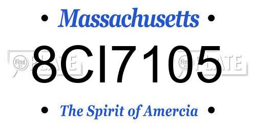 8CI7105 Massachusetts License Plate