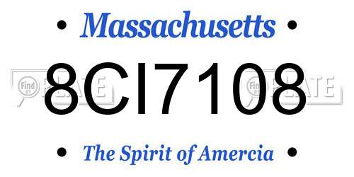 8CI7108 Massachusetts License Plate