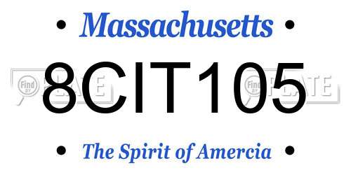 8CIT105 Massachusetts License Plate