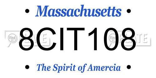 8CIT108 Massachusetts License Plate