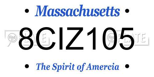 8CIZ105 Massachusetts License Plate