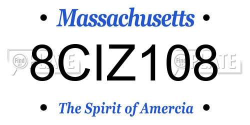 8CIZ108 Massachusetts License Plate