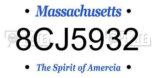 8CJ5932 Massachusetts License Plate