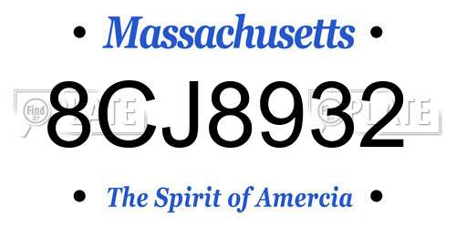 8CJ8932 Massachusetts License Plate