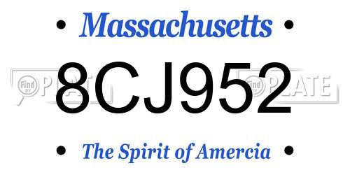 8CJ952 Massachusetts License Plate